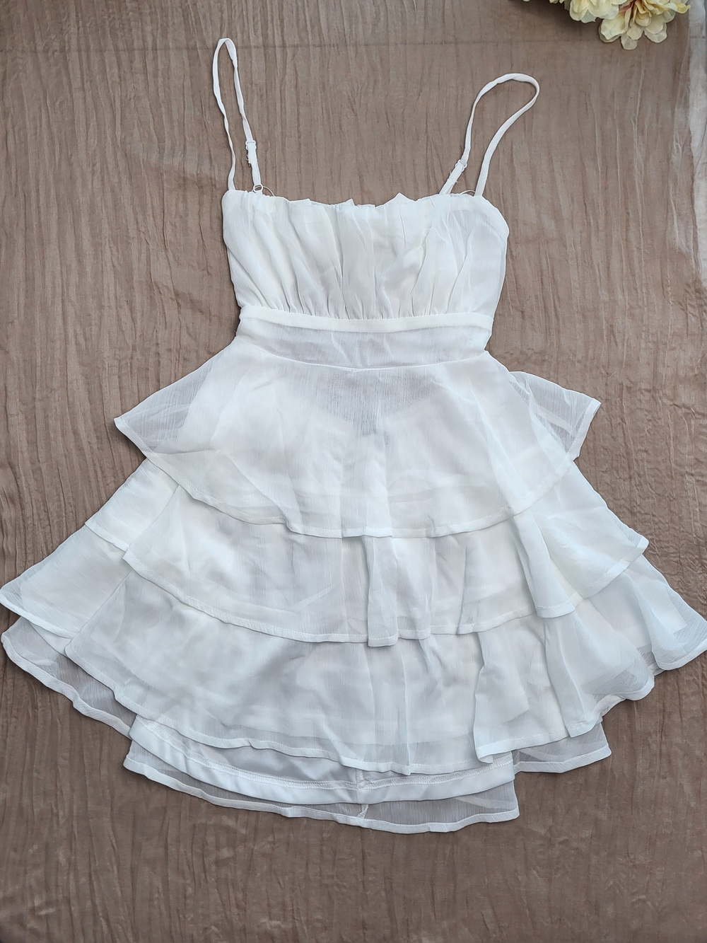 Windsor White Dress XS | Tiered Ruffle Mini Dress | New
